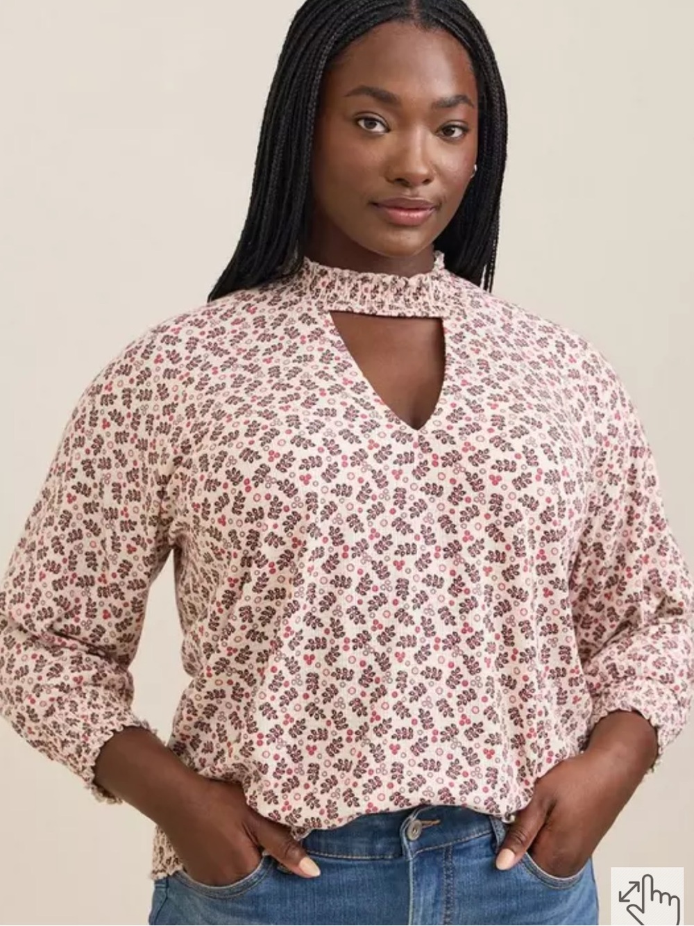 Torrid Textured Jersey Choker Neck Smocked Bottom Multicolored Top 2X